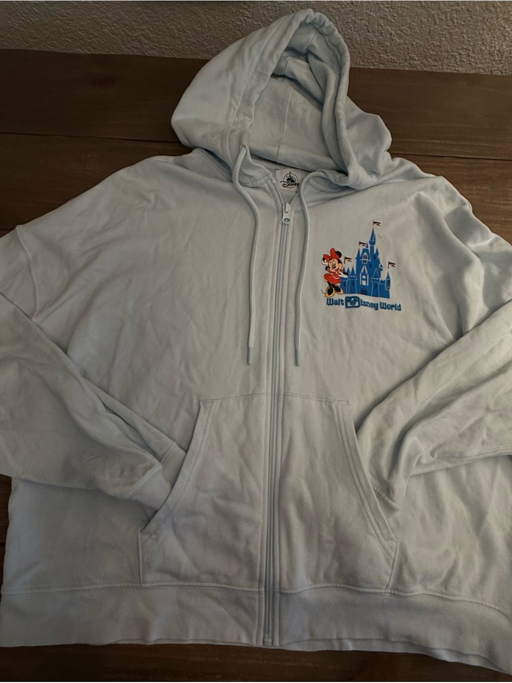 Disney Light Blue Zip-Up Hoodie with Mickey & Castle